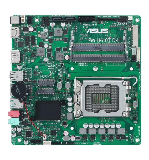 ASUS Motherboard PRO H610T-CSM s1700 H610 2xDDR5 M.2 HDMI DP LVDS Thin mITX
