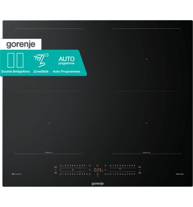 Gorenje Варильна поверхня Gorenje індукційна, 60см, PowerBoost, TouchControl, Wi-Fi, збільшена площа приготування, чорний