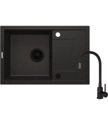 Deante Corio kitchen set, granite sink with wing + graphite mixer