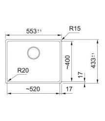 Franke Kitchen sink Maris, fragranite, rectang., no drainboard, 553х433х200mm, bowl - 1, built-in, MRG 110-52, sahara