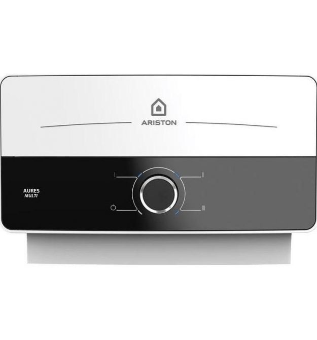 Ariston electric water heater, instantaneous AURES SM 7.7, 4.4 l/min, 7.7 kW, horizontal installation, mechanical control, A, Vi