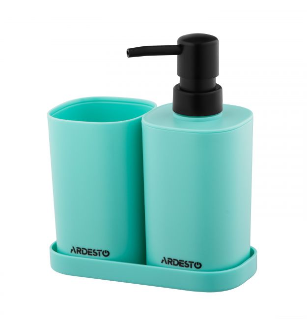 ARDESTO Набор для ванной комнаты Vigor 380мл, 3 предмета, полипропилен, голубой