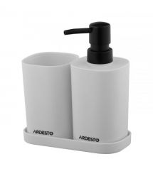 ARDESTO Набор для ванной комнаты Vigor 380мл, 3 предмета, полипропилен, серый