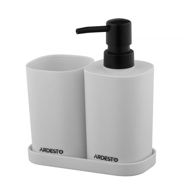 ARDESTO Набор для ванной комнаты Vigor 380мл, 3 предмета, полипропилен, серый