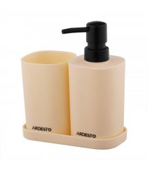 ARDESTO Набор для ванной комнаты Vigor 380мл, 3 предмета, полипропилен, бежевый