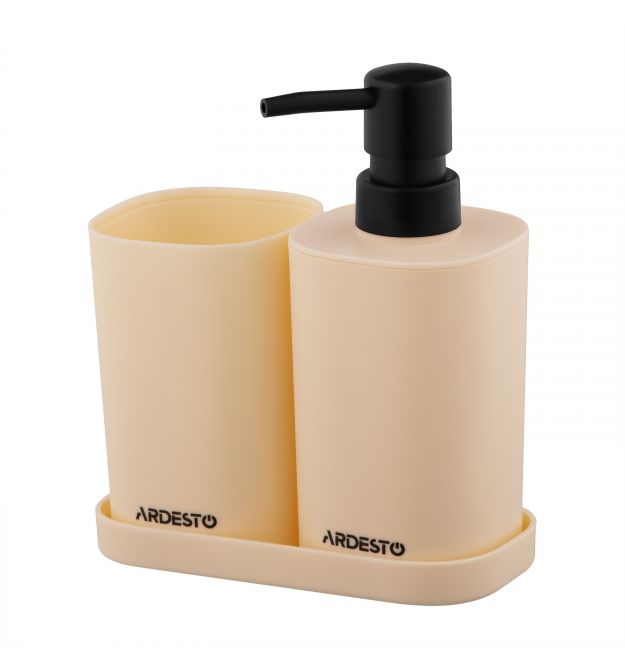 ARDESTO Набор для ванной комнаты Vigor 380мл, 3 предмета, полипропилен, бежевый