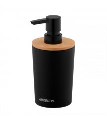 ARDESTO Диспенсер для мыла Minimalism 380мл, полипропилен, бамбук, черный