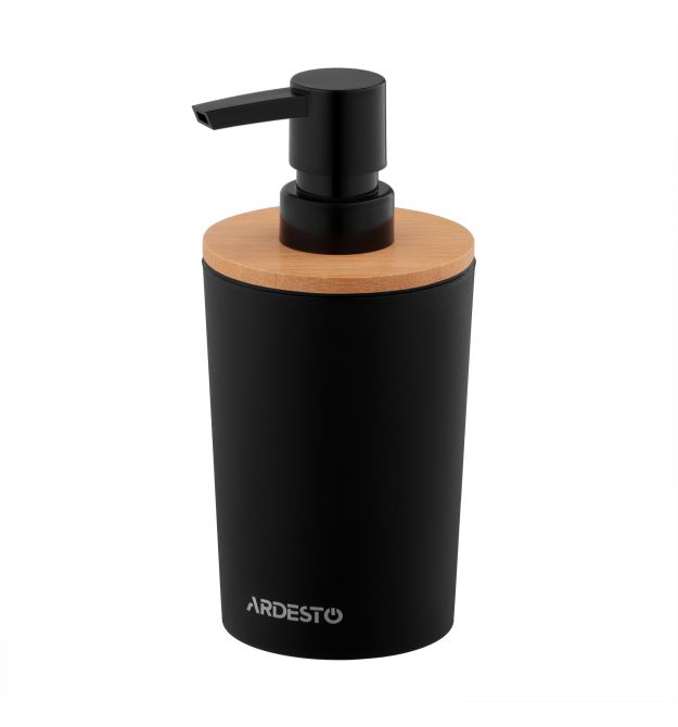 ARDESTO Диспенсер для мыла Minimalism 380мл, полипропилен, бамбук, черный