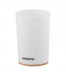 ARDESTO Стакан для зубных щеток Minimalism 7.8x11.3см, полипропилен, бамбук, белый