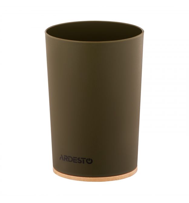 ARDESTO Стакан для зубных щеток Minimalism 7.8x11.3см, полипропилен, бамбук, зеленый темный