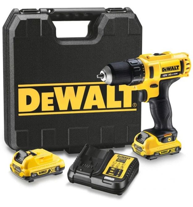 DeWALT drill/driver XR Li-Ion 12V battery 2x2A h 24Nm 400-1500rpm chuck 10mm ZP case 1.1kg