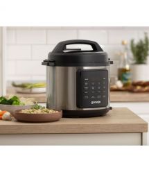 Gorenje pressure cooker, 1000W, bowl-6l, electronic control, aluminum/plastic, black-silver