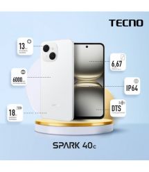 TECNO Smartphone Spark 40C (KM4k) 6.67" 4/128GB, 2SIM, 6000mAh, Veil White