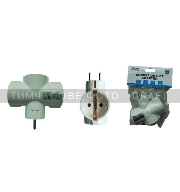 2E power adapter 3xType F, 16A, white