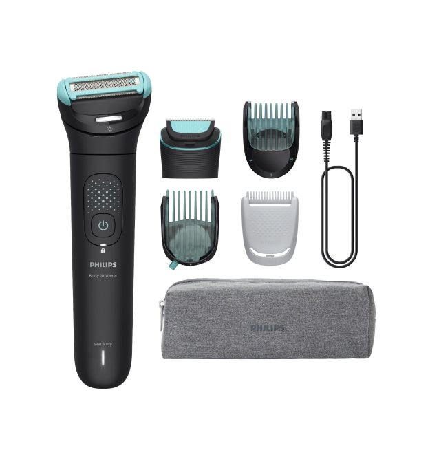 Philips Триммер Philips Series 7000 для тела и интимных зон, акум., насадок-5, сталь, черный