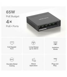 Mercusys Switch MS105GP 5xGE (4xPoE), 65W, Unmanageable