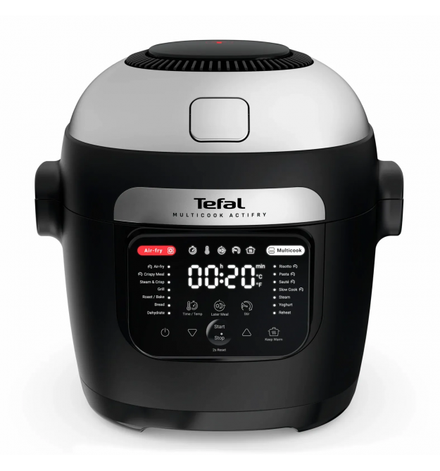 Tefal Мультиварка-скороварка Tefal Multicook Actifry, 1334Вт, чаша-6л, сенсорное управл., 14 програм, металл/пластик, черный