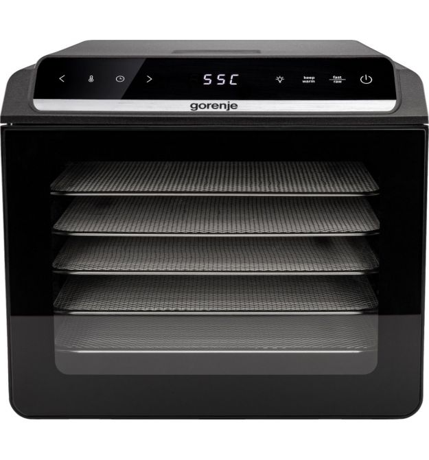 Gorenje Сушка для продуктов Gorenje 580Вт, поддонов - 6x1.5см, диаметр - 25см, макс - 75°С, дисплей, пластик+металл, черный
