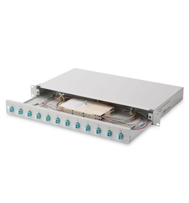 Digitus Оптическая панель DIGITUS 19' 1U, 12xLC duplex, incl, Splice Cass, OM3 Color Pigtails, Adapter