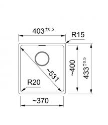 Franke Мойка кухонная Franke Maris, фрагранит, прямоуг., без крыла, 403х433х200мм, ча