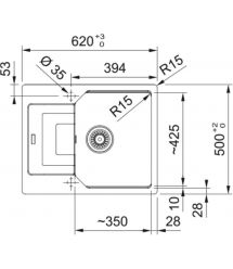 Franke Мойка кухонная Franke Urban, фрагранит, прямоуг., с крылом, 620х500х220мм, чаш