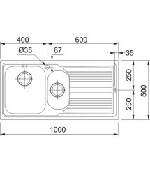 Franke Мойка кухонная Franke Logica, нерж.сталь, прямоуг., с крылом, 1000х500х180мм, ч