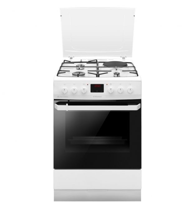 Hansa Сombined hob сooker, 60х60sm, 62L, enamel, gas control, displ., white
