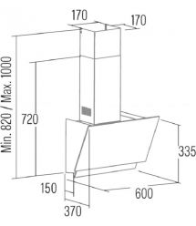 Cata hood vertical, 60cm, 1000m.cub/h, Juno 6000 gbk, white