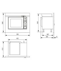 Hansa Microwave oven built-in, 20L, electrical control, 900W, grill, display, button opening, black