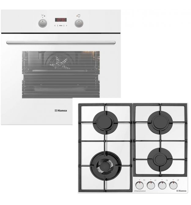 Hansa SET (oven electrical + glass hob gas), white