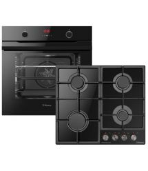 Hansa SET (oven electrical + glass hob gas), black