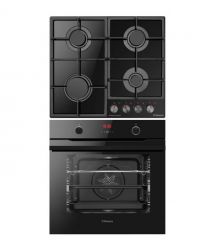 Hansa SET (oven electrical + glass hob gas), black