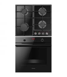 Hansa SET (oven electrical + glass hob gas), black