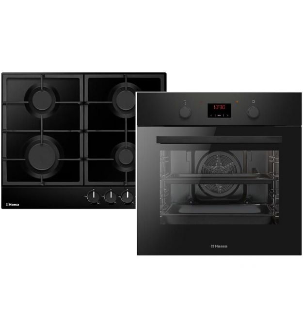 Hansa SET (oven electrical + hob gas), black