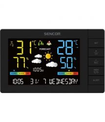 Sencor meteorological station, in/out measurement, AAx3+AAx2, temperature, humidity, time, weather forecast, atmospheric pressur