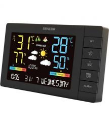 Sencor meteorological station, in/out measurement, AAx3+AAx2, temperature, humidity, time, weather forecast, atmospheric pressur