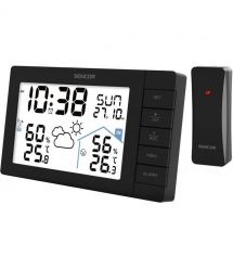 Sencor meteorological station, in/out measurement, AAx3+AAx2, temperature, humidity, time, weather forecast, black