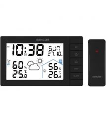 Sencor meteorological station, in/out measurement, AAx3+AAx2, temperature, humidity, time, weather forecast, black