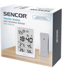 Sencor meteorological station, in/out measurement, AAAx2+AAx2, temperature, humidity, time, white
