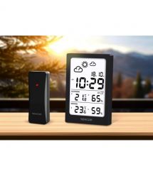 Sencor meteorological station, in/out measurement, AAAx2+AAx2, temperature, humidity, time, black