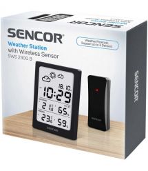 Sencor meteorological station, in/out measurement, AAAx2+AAx2, temperature, humidity, time, black