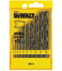 DeWALT set of drills for metal HSS-R, 10 pcs, 1-10 mm, case