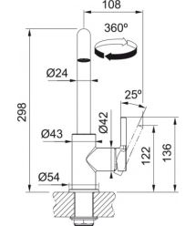 Franke Смеситель для кухни Franke Lina U, дл.излива - 211мм, поворотный, 1 рычаг, хром