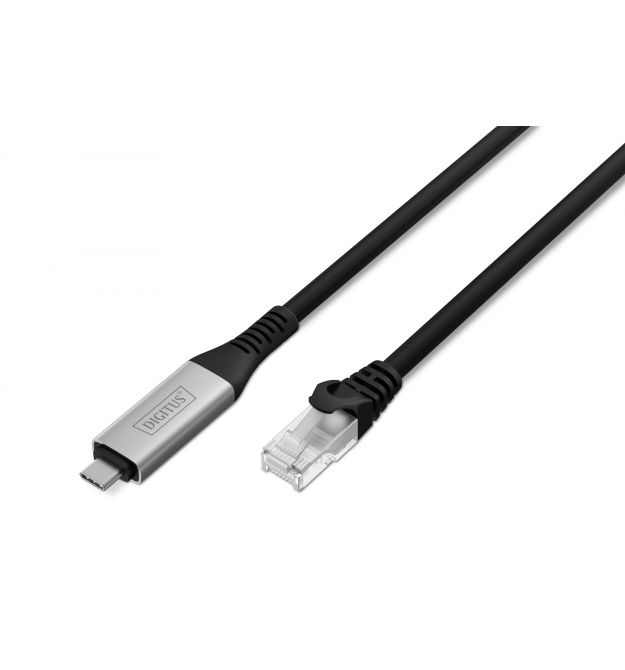 Digitus Кабель DIGITUS Ethernet USB-C - RJ45 CAT 6A S/FTP, 1 Gbit/s, 2m, LSZH