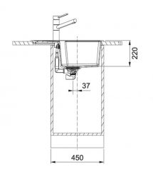 Franke Kitchen sink Urban, fragranite, rectang., with drainboard, 620х500х220mm, bowl - 1, built-in, UBG 611-62, onyx