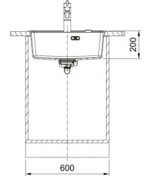 Franke Kitchen sink Maris, fragranite, rectang, no drainboard, 560х510х200mm, bowl - 1, built-in, MRG 610-52 TL, matt black