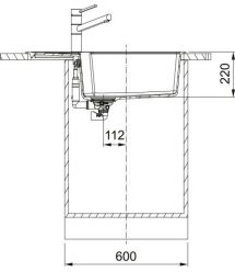 Franke Kitchen sink Urban, fragranite, rectang., with drainboard, 780х500х220mm, bowl - 1, built-in, UBG 611-78 XL, matt black