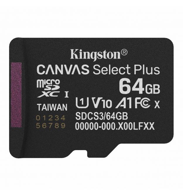 Kingston Карта памяти Kingston microSD 64GB C10 UHS-I A1 V10 R100MB/s