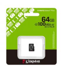 Kingston Карта памяти Kingston microSD 64GB C10 UHS-I A1 V10 R100MB/s