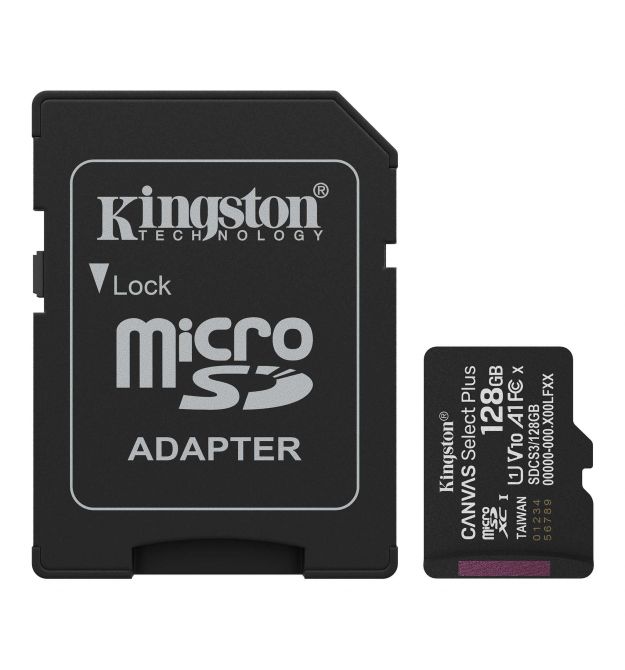 Kingston Карта памяти Kingston microSD 128GB C10 UHS-I A1 V10 R150MB/s + SD
